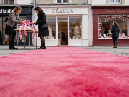 Des tapis roses habillent le Quai Charles-de-Gaulle pour Octobre rose à Châteaulin Soyons Élégantes
